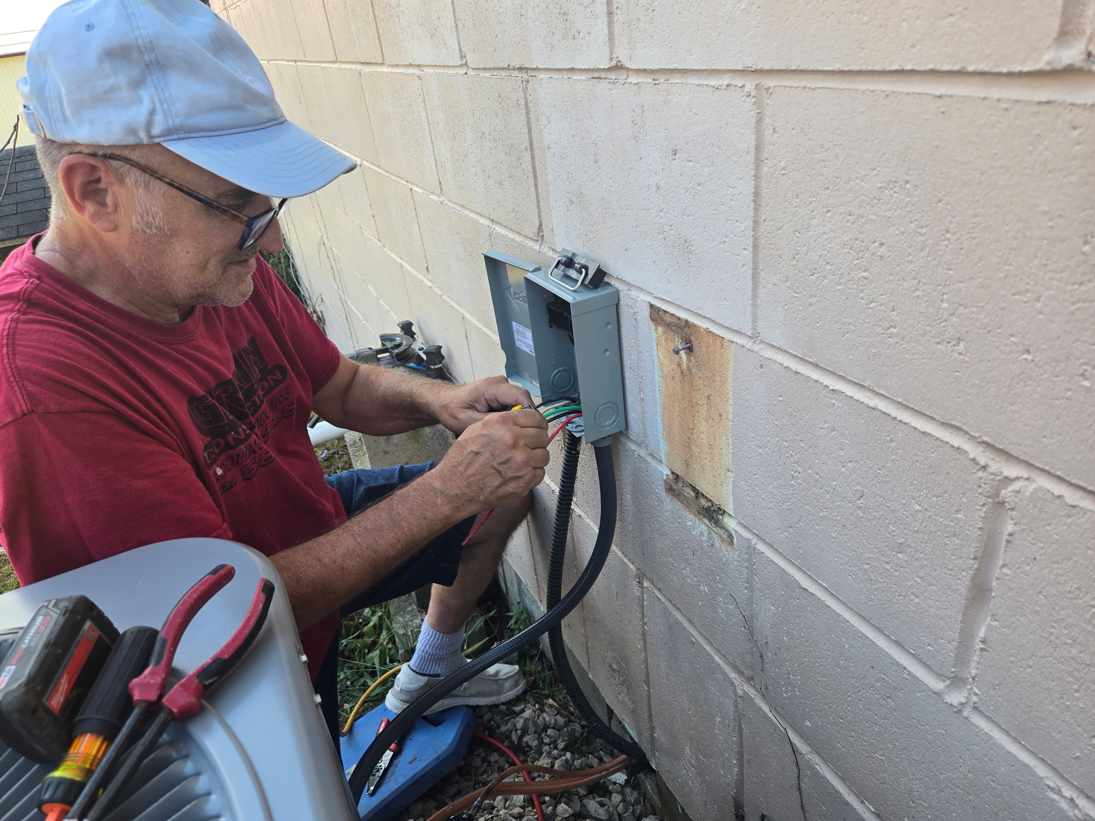 Gerkin Construction HVAC technician on a job in Bedford, IN