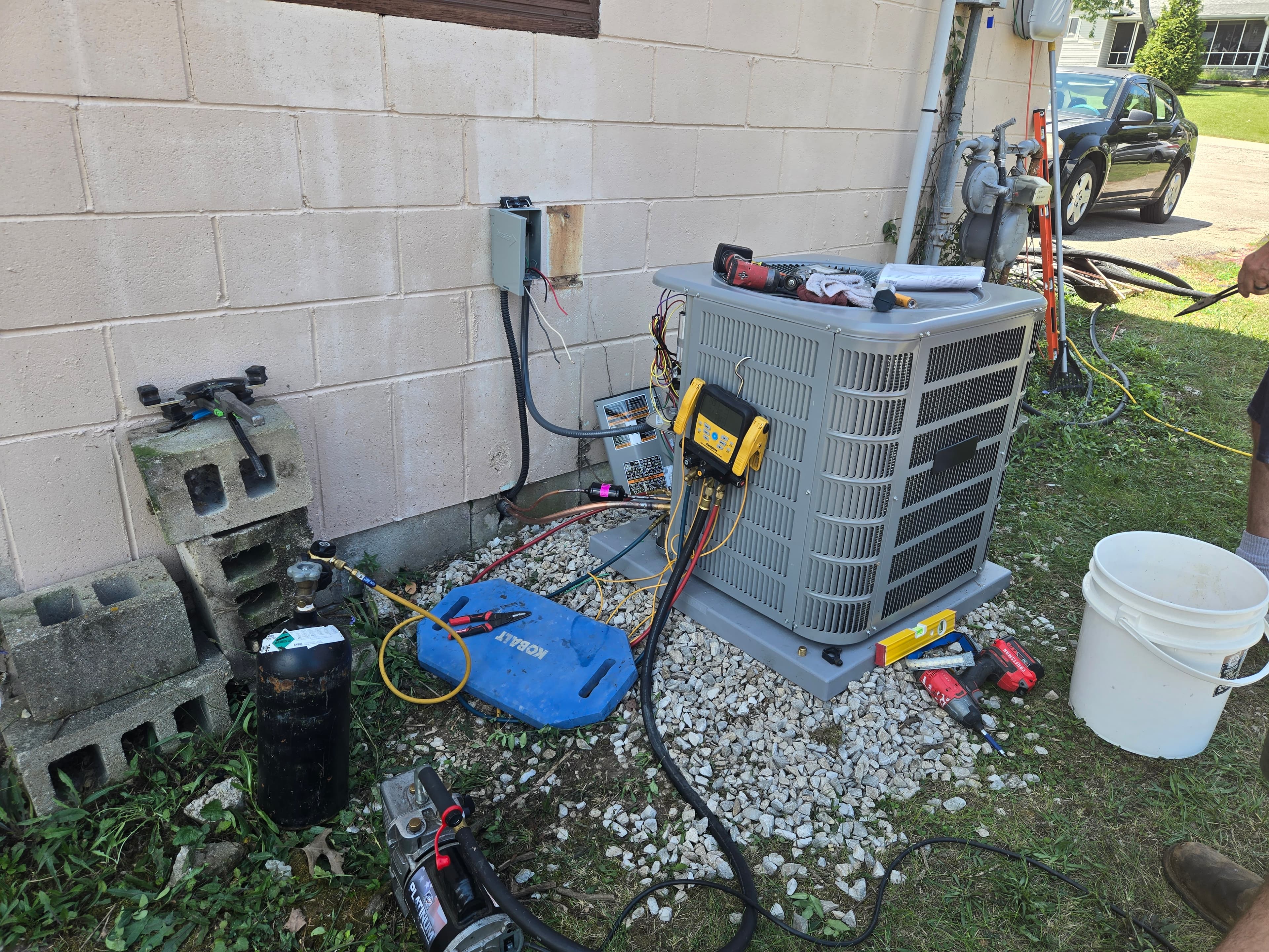 Gerkin Construction HVAC technician on a job in Bedford, IN