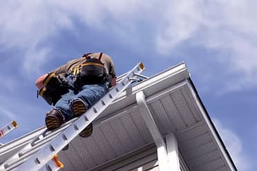 Gutter installation detail on a home